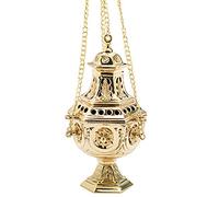 NKlaus Incensario de Navidad de latón con Cadena 70cm Gran Recipiente Colgante Antiguo Oro 7640