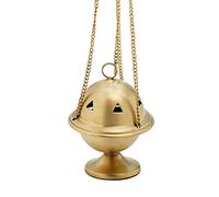 Nklaus Incensario Dorado Mate de latón Cadena 33 cm 8x6,5 cm Quemador de Incienso Artesanal para casa e Iglesia 7530