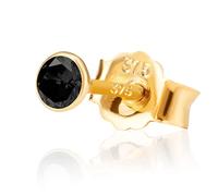 NKlaus Individual 3,0mm 375 Oro Amarillo 9 Carat Stud Earrings Zirconai Black Butterfly Fastening Ladies Girls 13088
