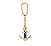 NKlaus Llavero con ancla de latón con rocío azul, 11 x 4 cm, decoración retro náutica elegante 16040, dorado, M