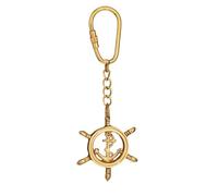NKlaus Llavero, timón con ancla, latón, 11 x 4,5 cm, decoración náutica retro marítima 16027, dorado, M