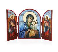 NKlaus Madre de Dios 14350 Flor sin marchitamiento Ícono Tríptico 25 x 16 cm Cristiano