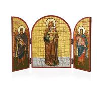 NKlaus Madre de Dios cielo bendito Icono tríptico de madera 25x16cm Cristiano 13827
