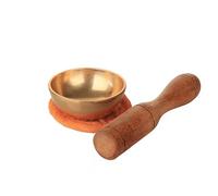 NKlaus Mini cuenco tibetano de 5 x 2 cm - Cuenco tibetano de latón con mazo de madera y base, para meditación, atención plena y relajación