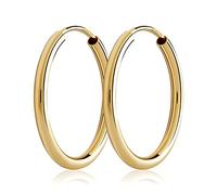 NKlaus PAAR pendientes de aro 20mm plata de ley 925 chapado en oro 1,8mm de espesor pendientes de plata 3091