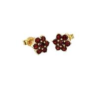 NKlaus par 8 * 14mm flor granate pendientes 333 8k oro amarillo damas pendientes 4937
