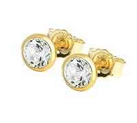 NKlaus par de aretes de 5,0mm oro amarillo 333 8 quilates pendientes de oro zirconai blanco hombres 1763