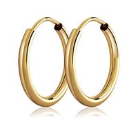 NKlaus par de pendientes de aro de 16mm 333 oro amarillo 1,8mm de grosor pendientes de oro de 8 quilates 3111