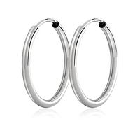 NKlaus par de pendientes de aro de 20 mm de plata de ley 2,0 mm de espesor pendientes de plata 3090