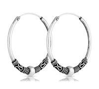 NKlaus par de pendientes de aro de bola de Bali 30mm Plata de Ley 925 Joyería Medieval Gótica 1786
