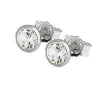 NKlaus par de pendientes de oro blanco de 5,0mm 333 8 quilates pendientes de oro zirconai blanco damas mens stud earrings