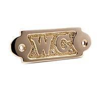 NKlaus Placa para puerta de inodoro de latón, dorado, 8,5 x 3 cm | Cartel decorativo para inodoro, peso 55 g
