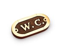 NKlaus Placa para puerta de inodoro de latón y madera, 10,5 x 5 cm, cartel decorativo 11765
