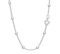 NKlaus plata 925 collar de cadena de plata de ley 45cm curb cadena redonda con 24 bolas 1872