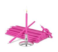 NKlaus - Portavelas con velas de palo de 200g rosa sin goteo L 16cm parafina 40024