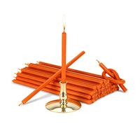 NKlaus - Portavelas con velas de palo naranja sin goteo L 16cm Cera de parafina Premium 40001