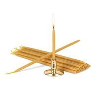 NKlaus - Portavelas + velas 100% cera de abeja amarillo L 24cm Hecho a mano Grecia 40076