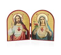 NKlaus Sagrado Corazones de Jesús y María icono Díptico Madera 23,5x16cm Cristiano 13908