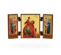 NKlaus - San Cristóbal - Tríptico de iconos cristianos - Svyatoj Hristofor - madera de altar de viaje 36180