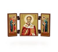 NKlaus - San Nicolás - Tríptico de iconos cristianos - Nikolaj Chudotvorec - madera de altar de viaje 36178