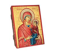 NKlaus Santa Ana con el bebé María, icono cristiano de madera 16x12,5 hecho a mano 37044