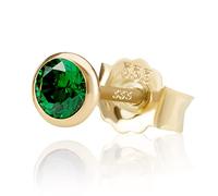 NKlaus Single 5,0mm 333 Yellow Gold 8 Carat Stud Earrings Zirconai Emerald Butterfly Fastening Ladies Girls 3390