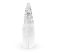 NKlaus Torre de Energía de Selenita 20 cm - Columna de piedra curativa hecha a mano para meditación, reiki y protección - Ideal para armonización de espacios y limpieza espiritual