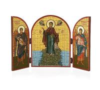 NKlaus Tríptico de madera con icono de la Madre de Dios del Monte Athos 25 x 16 cm cristiano 13876