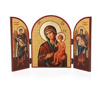 NKlaus Tríptico Educativo de la Madre de Dios, Icono de Madera 25 x 16 cm Cristiano 11312