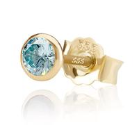 NKlaus único 5,0mm 333 oro amarillo de 8 quilates pendientes zirconai aguamarina cierre de mariposa damas niñas 3380