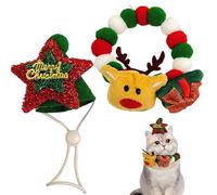 Nkmifeg Collar para Gato, Accesorio Suave de Reno de Navidad con Sombrero | Decorativo con Bola de Peluche - para Fiesta en casa, adoración, decoración Divertida, celebración Familiar