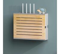 NKSTRWR Caja De Almacenamiento para Enrutador WiFi, Ocultador De Caja De Almacenamiento WiFi De Pared, Cubierta Cable De Módem, Sin Perforaciones.(Brown/Gray,L47.4cm/18.6in)