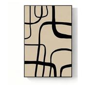 NKSTRWR Cuadro Decorativo Abstracto De Líneas, Arte Mural Extragrande Con Marco, Diseño Geométrico En Blanco Y Negro, Decoración Moderna Para Sala De Estar(F,MATTE GOLD_19.7X27.6IN)