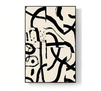 NKSTRWR Cuadro Decorativo Abstracto De Líneas, Arte Mural Extragrande Con Marco, Diseño Geométrico En Blanco Y Negro, Decoración Moderna Para Sala De Estar(E,MATTE GOLD_31.5X47.2IN)