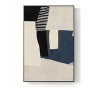 NKSTRWR Cuadro Decorativo Abstracto De Líneas, Arte Mural Extragrande Con Marco, Diseño Geométrico En Blanco Y Negro, Decoración Moderna Para Sala De Estar(G,MATTE BLACK_31.5X47.2IN)