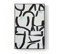 NKSTRWR Cuadro Decorativo Abstracto De Líneas, Arte Mural Extragrande Con Marco, Diseño Geométrico En Blanco Y Negro, Decoración Moderna Para Sala De Estar(D,MATTE BLACK_23.6X31.5IN)