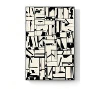 NKSTRWR Cuadro Decorativo Abstracto De Líneas, Arte Mural Extragrande Con Marco, Diseño Geométrico En Blanco Y Negro, Decoración Moderna Para Sala De Estar(C,GLOSSY GOLD_19.7X27.6IN)