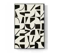 NKSTRWR Cuadro Decorativo Abstracto De Líneas, Arte Mural Extragrande Con Marco, Diseño Geométrico En Blanco Y Negro, Decoración Moderna Para Sala De Estar(B,GLOSSY GOLD_19.7X27.6IN)