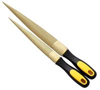 NKTM Lima de madera, juego de limas de madera para trabajar la madera, limas de madera afiladas, lima de madera cónica dorada con mango de goma en bolsa de regalo para tallar, paquete de 2 (8 x 10