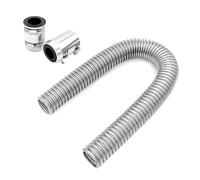 NKURTPC Kit de Manguera de radiador Flexible de Acero Inoxidable de 24" (61 cm) con 2 Tapones cromados universales Depósito compensación radiador(24 Inch Silver)