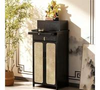 NKWVHI Mesa Altar China De Bambú con Cajón De Almacenamiento - Mesa Altar con Pedestal para Decoración del Hogar Y Meditación,Negro,42 * 38 * 120cm