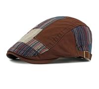 NLAND Boinas Hombre Algodón Gorras Plana Ajustable Gorras Irlandesa Ligero Vintage Sombreros Beret Newsboy Cabbie Trucker Gatsby Flat Cap(Café,Talla única)