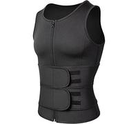 NLAVW Chaleco Corporal para Hombre, Moldeador de Cuerpo, Entrenador de Cintura con Cremallera, Soporte para la Espalda, Vientre Caliente, Pecho, Quema de Grasa, Camiseta sin,Black a,S