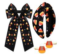 NLCAC Diademas de Halloween para mujer, espeluznantes lazos para el pelo, accesorios para el cabello para mujeres y niñas, recuerdos de fiesta de Halloween (maíz caramelo negro-amarillo)