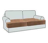 NLCYYQ Fundas De Cojín T Asiento De Sofá Terciopelo Funda para Sofá Antideslizante, Funda Protectora De Sofá para T Cojines Independiente (Camello,2 Plazas/Loveseat)