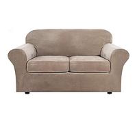 NLCYYQ Fundas De Sofá con Separados Cojines para Asientos, Sofá Cubiertas Antideslizante con Banda Elástica, Sofá Protector Jacquard Terciopelo Elástico (Arena,Loveseat (3 Piezas))