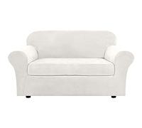 NLCYYQ Fundas De Sofá con Separados Cojines para Asientos, Sofá Cubiertas Antideslizante con Banda Elástica, Sofá Protector Jacquard Terciopelo Elástico (Marfil,Loveseat (2 Piezas))