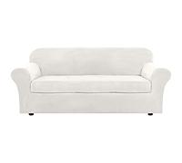 NLCYYQ Fundas De Sofá con Separados Cojines para Asientos, Sofá Cubiertas Antideslizante con Banda Elástica, Sofá Protector Jacquard Terciopelo Elástico (Marfil,Sofá (2 Piezas))