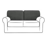 NLCYYQ Fundas para Respaldo De Sofá Funda De Cojín En T con Respaldo Elástico para Sofá con Cordón Antideslizante Reemplazo Tartán (Gris Oscuro,Lzquierda + Derecha)