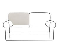 NLCYYQ Fundas para Respaldo De Sofá Funda De Cojín En T con Respaldo Elástico para Sofá con Cordón Antideslizante Reemplazo Tartán (Marfil,T-Lzquierda)